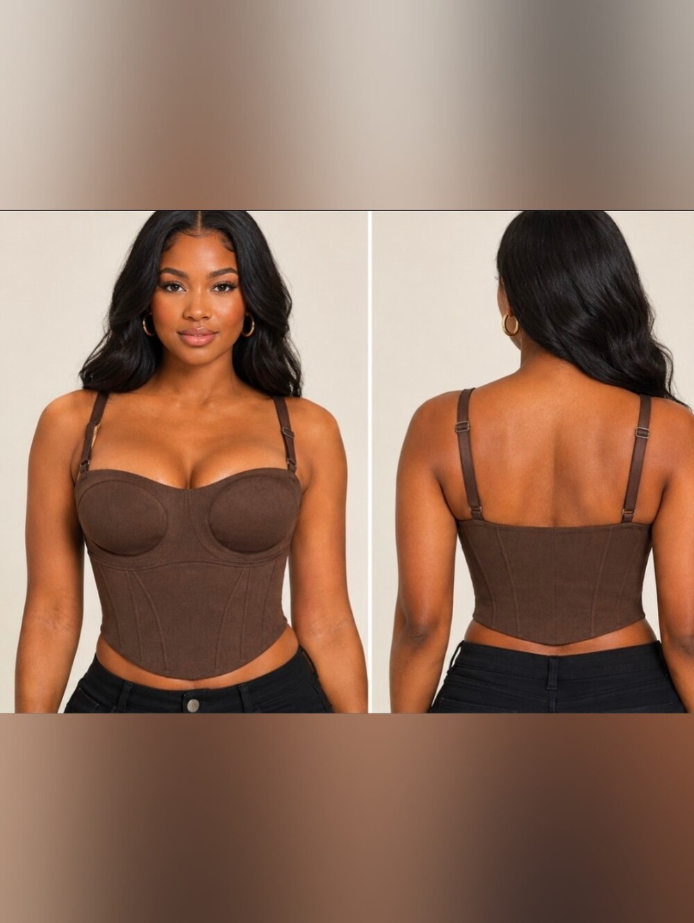 SKIMS Bonded Corset Group Crop Corset Coffee 3X New Without Tags